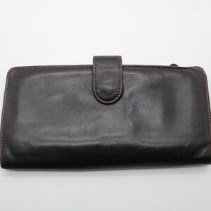 Vintage JuJu Black Red Leather Women's Credit Card Wallet From India